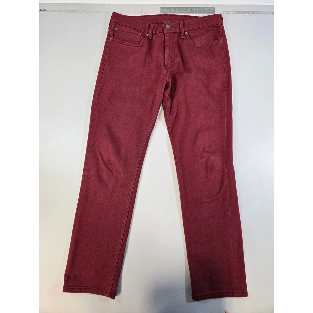 Levis 511 Slim‎ Fit Jeans Mens 34x32 Burgundy Maroon Red Pants 04511-1907